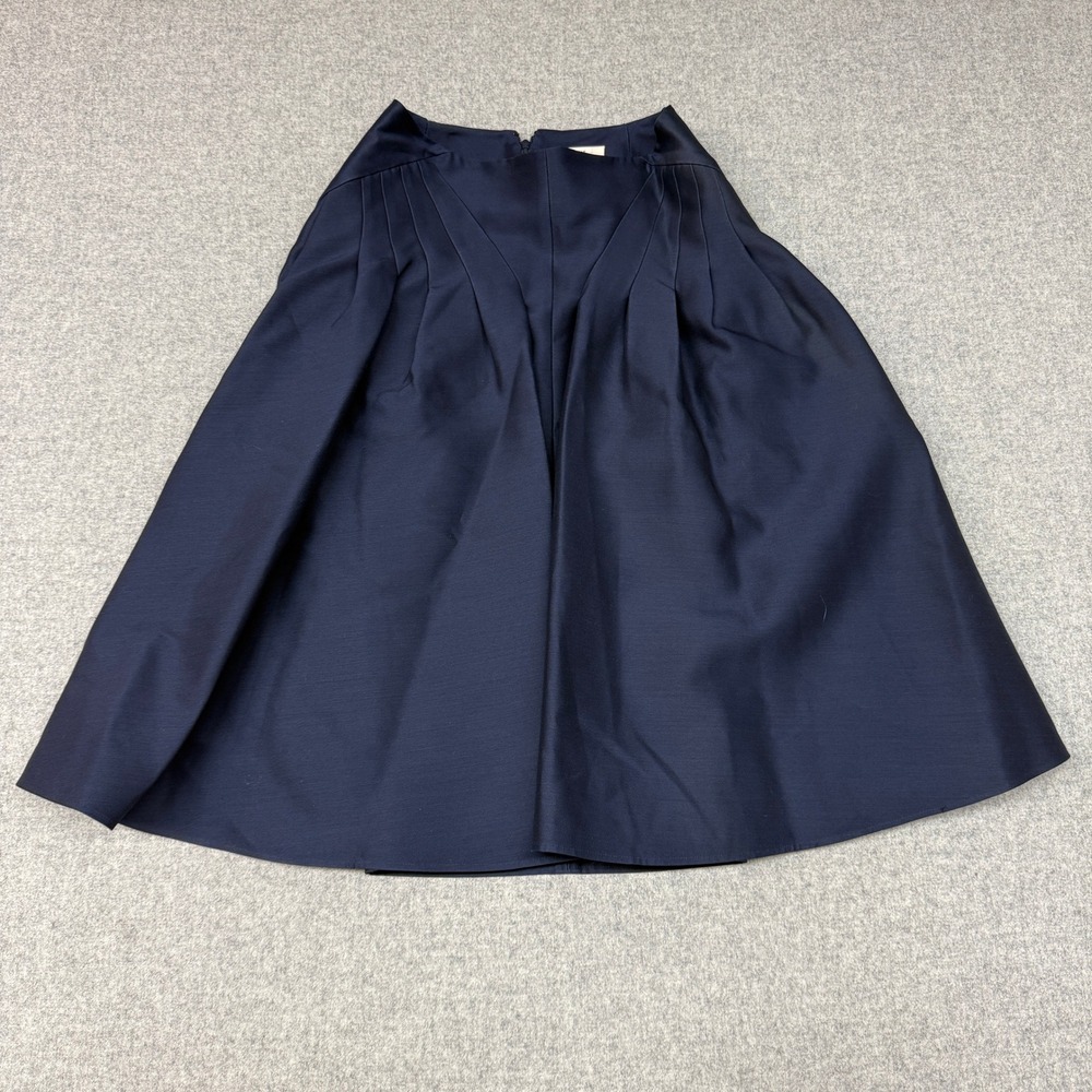 Celine Skirt Size 40 Navy Blue Wool Silk Pleated A-Line France 22K12/4901